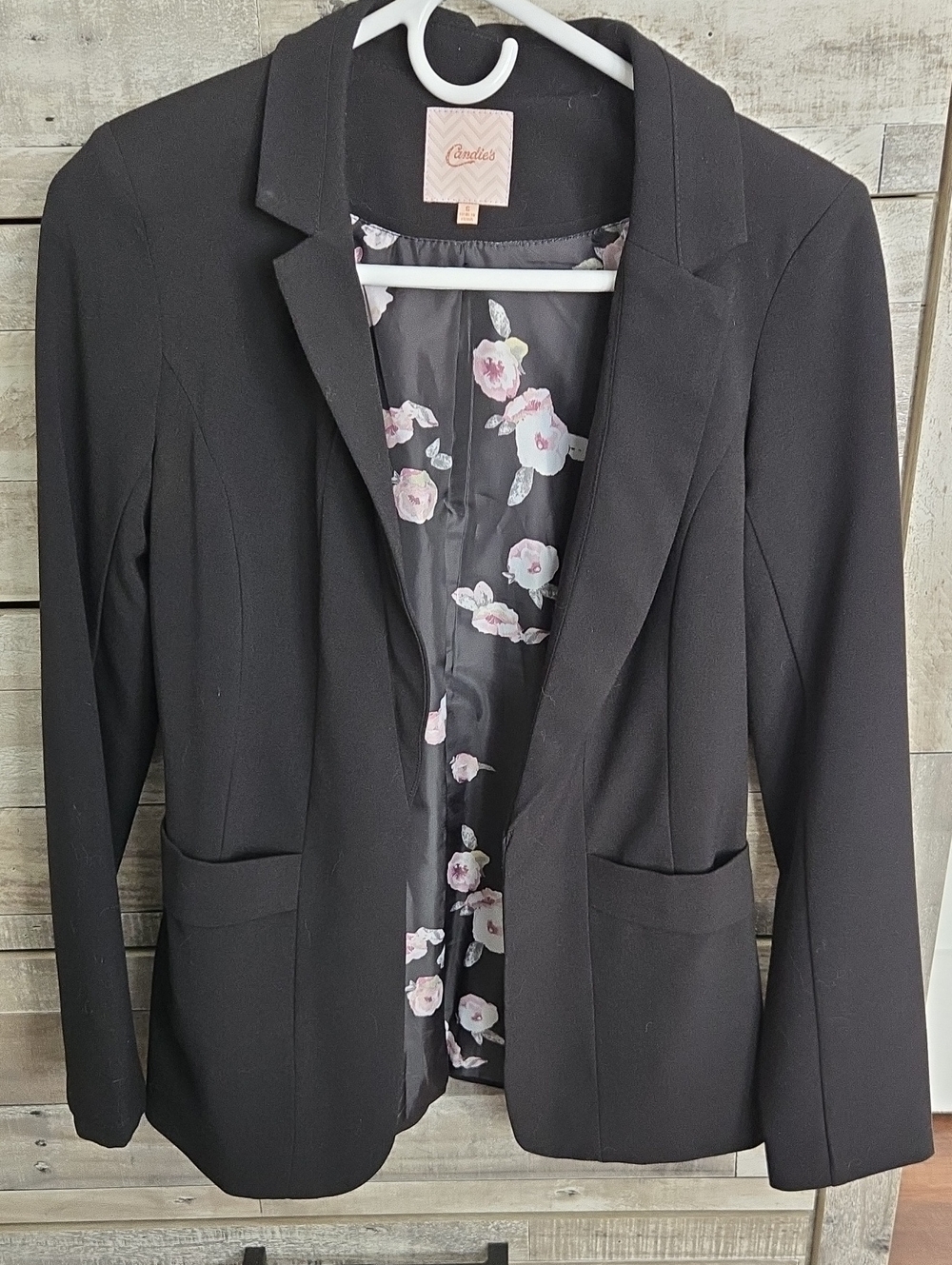 Candie's Black Blazer with Floral Lining